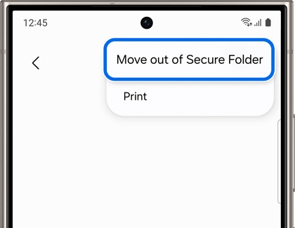 보안 폴더의 내 파일 더보기 메뉴에 있는 Move out of Secure Folder 항목